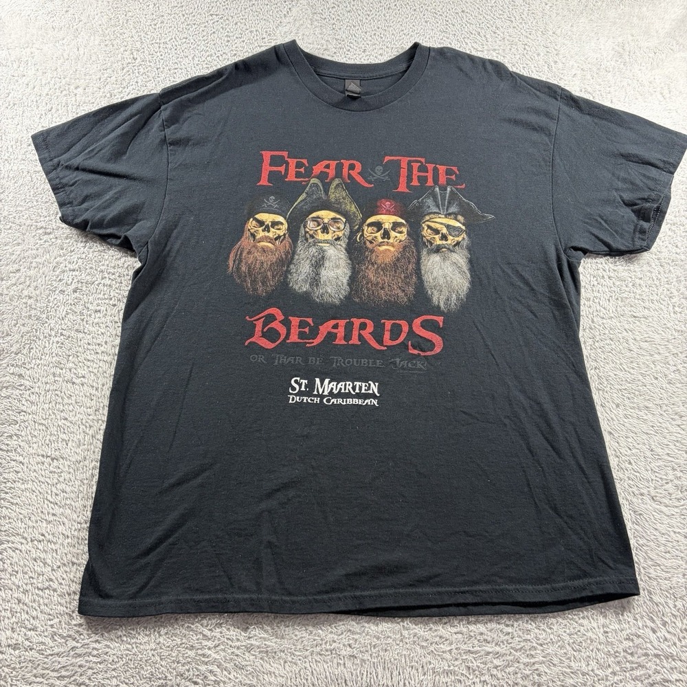 Fear the Beards Duck Dynasty Pirates Caribbean Shirt Mens XL Black St. Maarteen